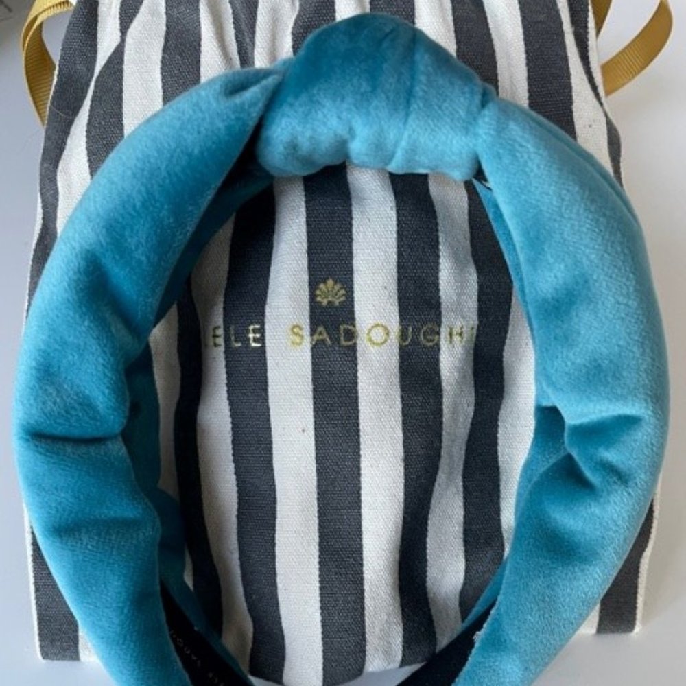 LELE SADOUGHI TURQUOISE VELVET HEADBAND